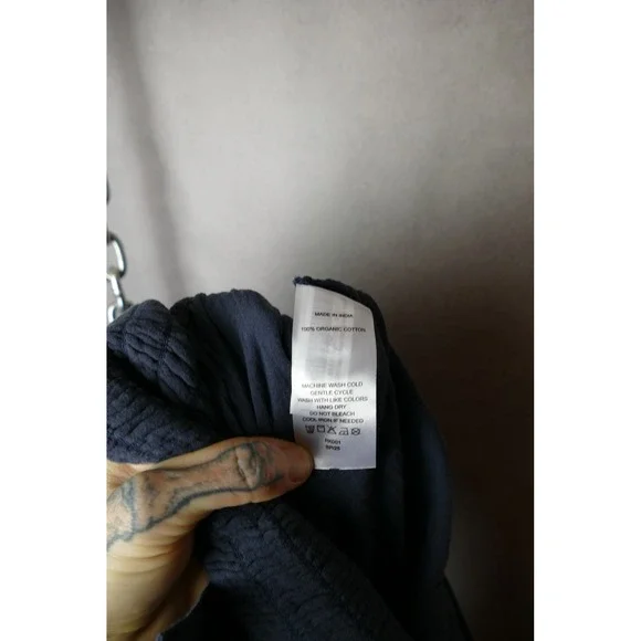 Quince Gauze Smocked Wide Leg Jumpsuit‎ Indigo Blue Organic Cotton XL - Picture 8 of 10